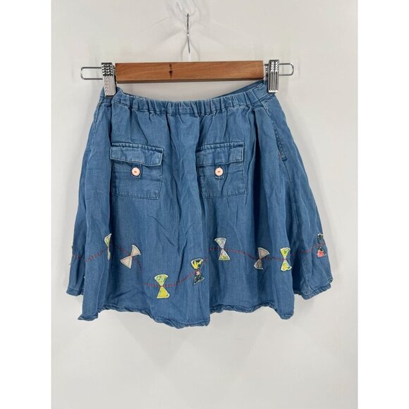 Matilda Jane Girls 8 Fly A Kite Skirt Chambray Pull On Button Front Whimsical - Picture 9 of 10